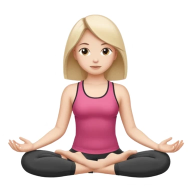 The same girl is sitting in a lotus position, with shoulder-length hair and sportswear. sticker
