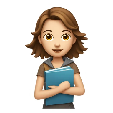 brown hair girl with a notebook on her hand. marketing woman sticker