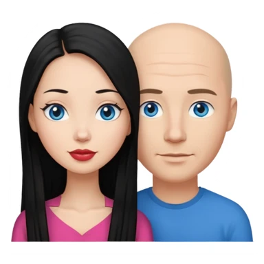 Bald white man blue eyes in love with Filipina woman with long hair sticker