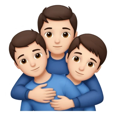 Three young brunette brothers hugging each other sticker