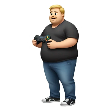 Fat guy playing video games sticker