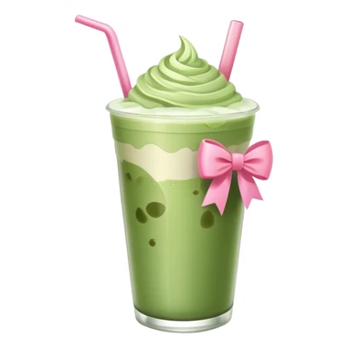 iced matcha latte with pink bow minimal flat no whipped cream sticker