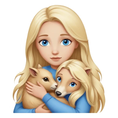 blonde woman with blue eyes and long blonde hair hugging animals  sticker