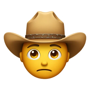 sad face emoji with cowboy hat sticker