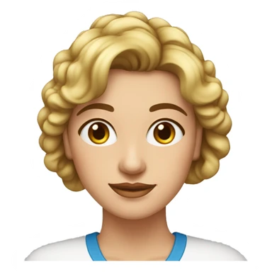 mujer de cuarenta y siete años, española, pelo corto y rizado con canas, ojos azules sticker