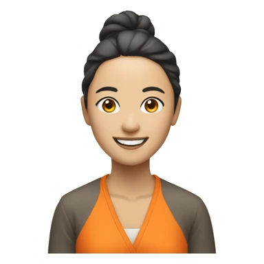 smiling-asian-woman wearing orange  sticker