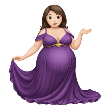 Lady with huge voluptuous boobs, with thick thighs, while having a huge pregnant belly sticker