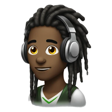 a african american with dreads till shoulder and a streamer headphones sticker