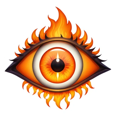 Eye of Sauron, glowing orange iris, surrounded by flames. sticker