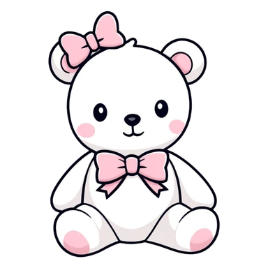 White teddy bear pink bow sticker