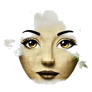  Hemp 420 lady face made of 420 origami newspaper roses hemp leaves lantern fairy lights burning paper and hemp leaves in hair  sticker