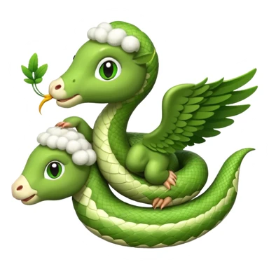 Snake with wings flying holding a little lamb sticker