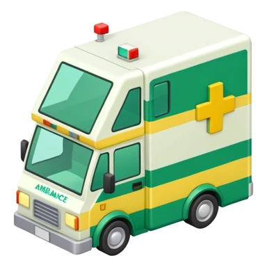 isometric yellow and green ambulance  sticker