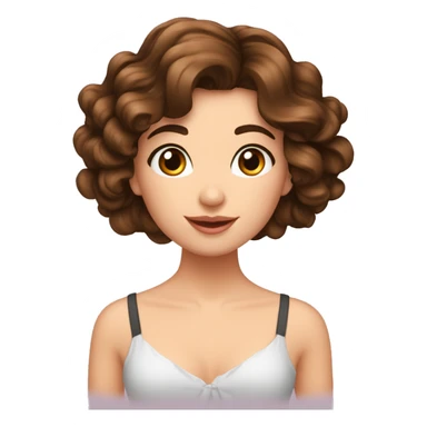 fille belle brune cheveux court bouclé  sticker