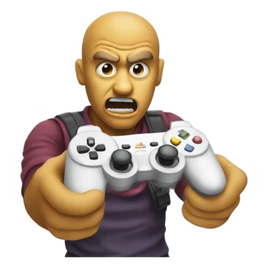 mad emoji with videogame controller sticker