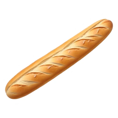 Cinematic Realistic Baguette Bread Emoji, showcasing a long, crusty baguette with a crisp exterior and soft interior rendered with lifelike textures and warm, rustic lighting. sticker