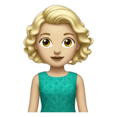 blonde hair girl in teal pattern dress sticker