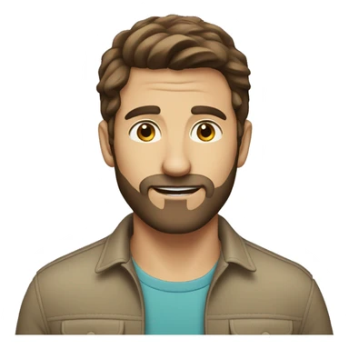 men, short brown hair, short beard, BIG nose sticker