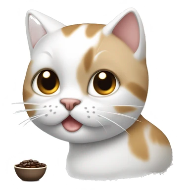 Gato blanco con manchas negras y cafeses con una liña cara sticker