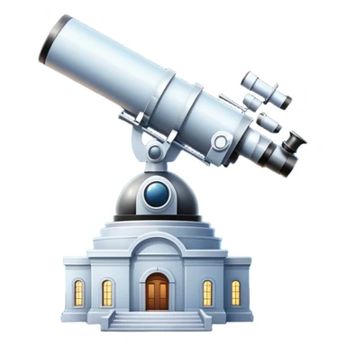 An icon featuring visible planets, distant stars, and galaxies, an observatory with a giant telescope, set against a starry sky, symbolizing the study of astronomy and celestial exploration. Transparent background highlights the wonder of the universe. sticker