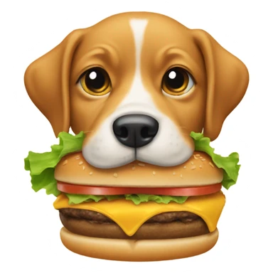 dog eating burger sticker