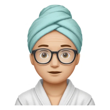 spa nerd: This emoji: 🤓 but with a spa towel on head sticker