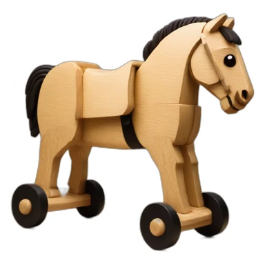 trojan horse made out of wood with wheels sticker