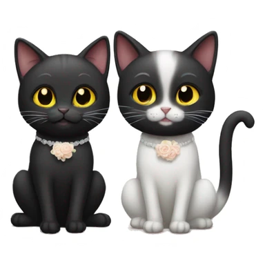 Black cat getting married to white cat sticker