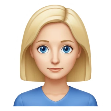 Mrs. Maria, math and artificial intelligence teacher, no glasses, thin nose, blonde eyebrows, blonde bob hair, blue eyes sticker