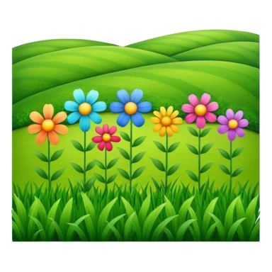 a row of flowers and grass extended far sticker