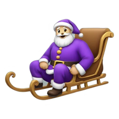Santa Claus dressed in purple with his sleigh sticker
