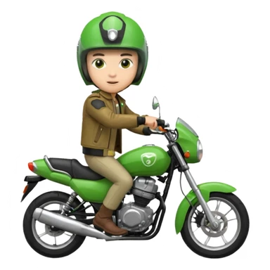 ojek online driver, using motorbike, the helmet is green sticker