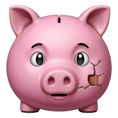 emoji of sad unhappy piggy bank, right view sticker