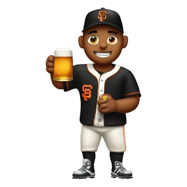 A SF Giants baseball player with a beer in their hand taming a tiger sticker