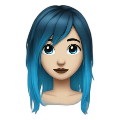Emo girl piercings and long choppy blue hair side bangs sticker