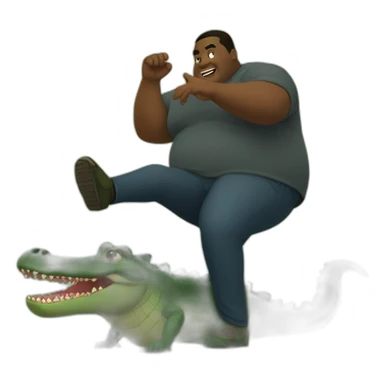 Fat black guy kicking an alligator in a swamp sticker