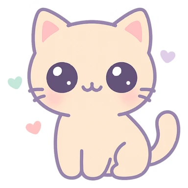 kawaii style cute cat with big eyes sticker