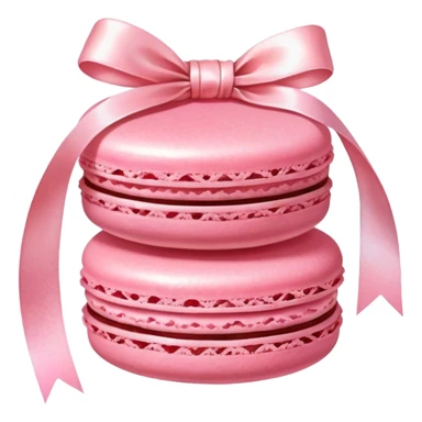 "A pink macaron wrapped with a delicate satin ribbon, watercolor dessert illustration."
 sticker