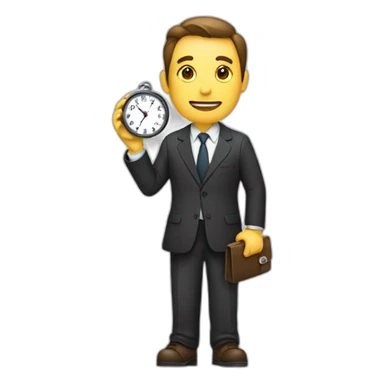 a man in a suit holding a clock in his right hand sticker