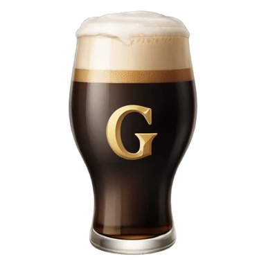Guiness stout glass with letter 'G', filled precisely to the horizontal midline of the 'G', perfectly 'splitting' the letter. sticker