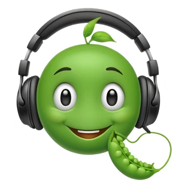 smiling green pea with headphones sticker
