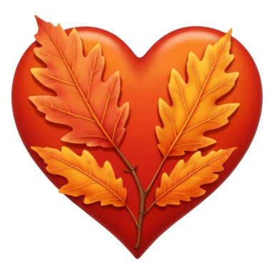 heart with a Autumn leave, clean digital illustration sticker
