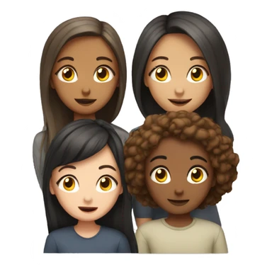 Friend group of four girls and one boy sticker