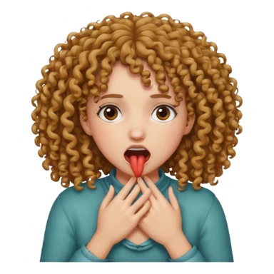 Mixed curly haired girl choking herself with her own hands  sticker