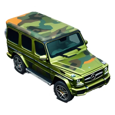Young Dolph luxury clothes,blue diamond chain on,getting inside/not all the way in,just opened car door to his all orange and green colored,whole car painted army camouflage, Mercedes G Wagon sticker