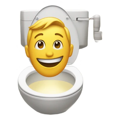 A smiling human face inside of a toilet bowl sticker