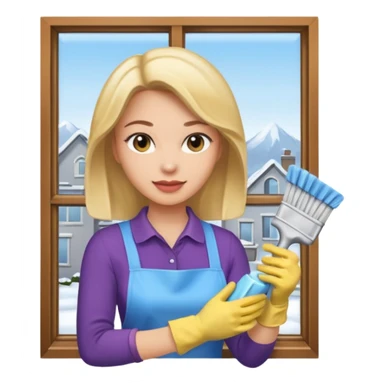 Femme nettoyant les fenêtres sticker