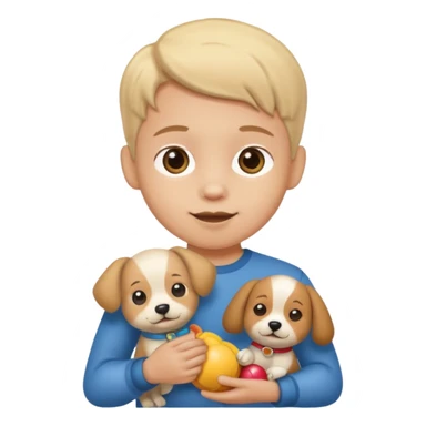 child with dog toy sticker