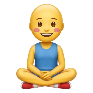happy emoji face with crossed over legs, simple and clear expression sticker