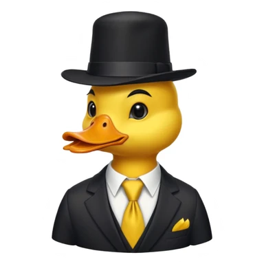 duck wearing a black tall hat and tie  sticker